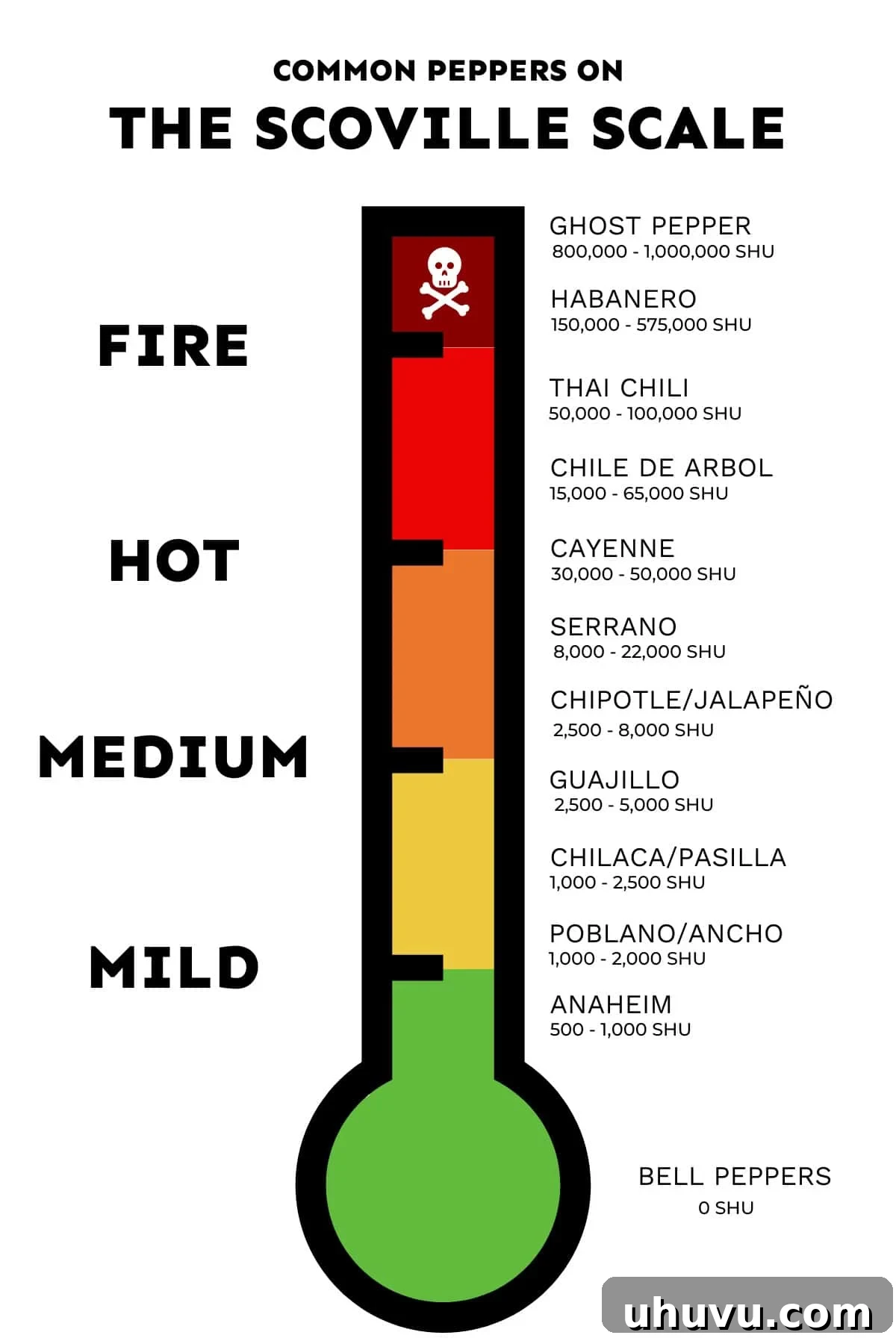 The Scoville Scale Decoding the Spice Spectrum 3 An array of fresh chili peppers, from mild to hot, illustrating the diversity of flavors and heat levels found on the Scoville Scale, perfect for enhancing Mexican cuisine.