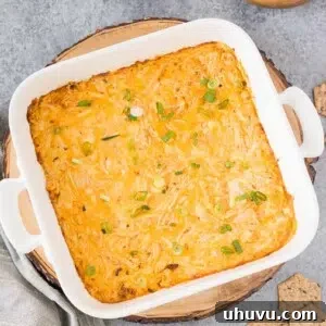 Buffalo chicken dip in a white dish