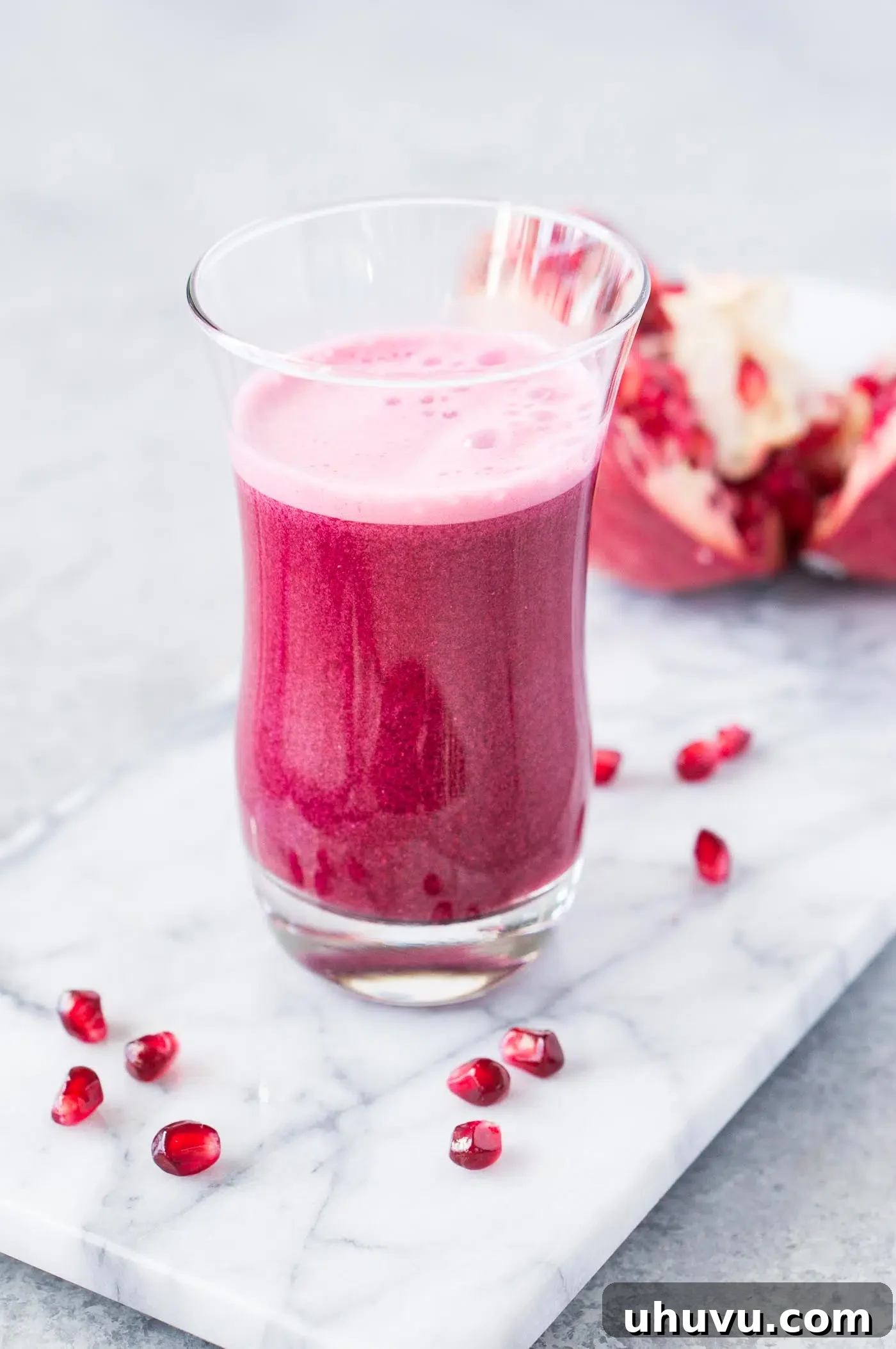 homemade pomegranate juice in a glass