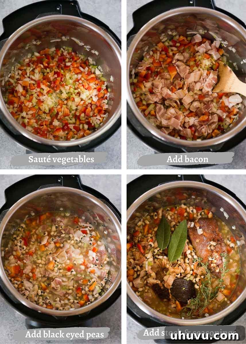 how to make instant pot hoppin' john - process shots