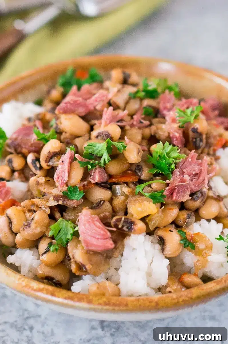 southern black eyed peas and ham over rice (made in the instant pot)