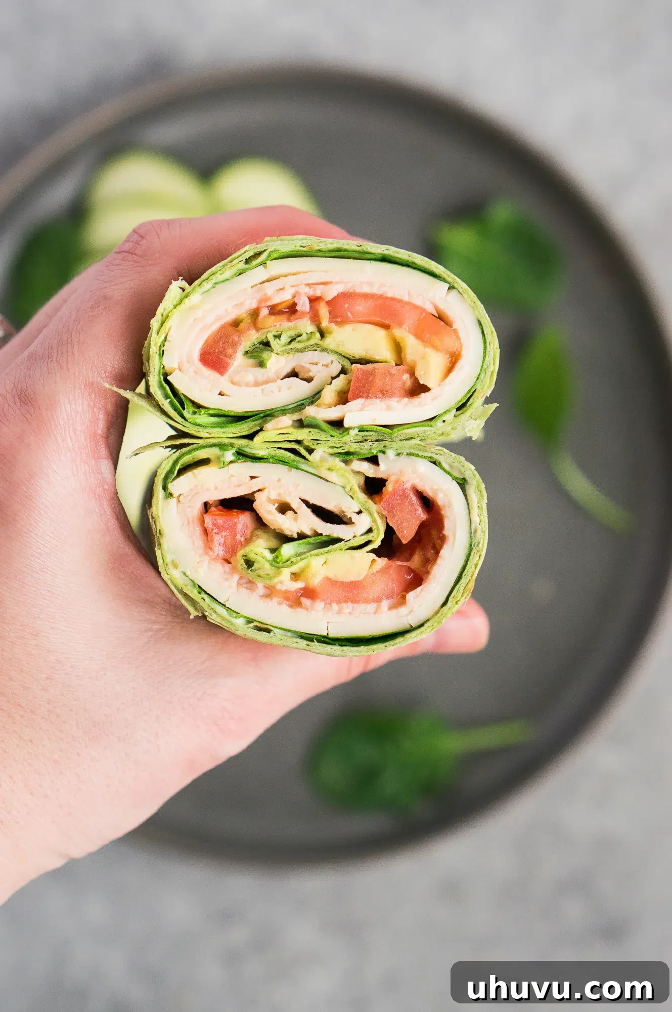 Delicious sliced low carb turkey club wrap