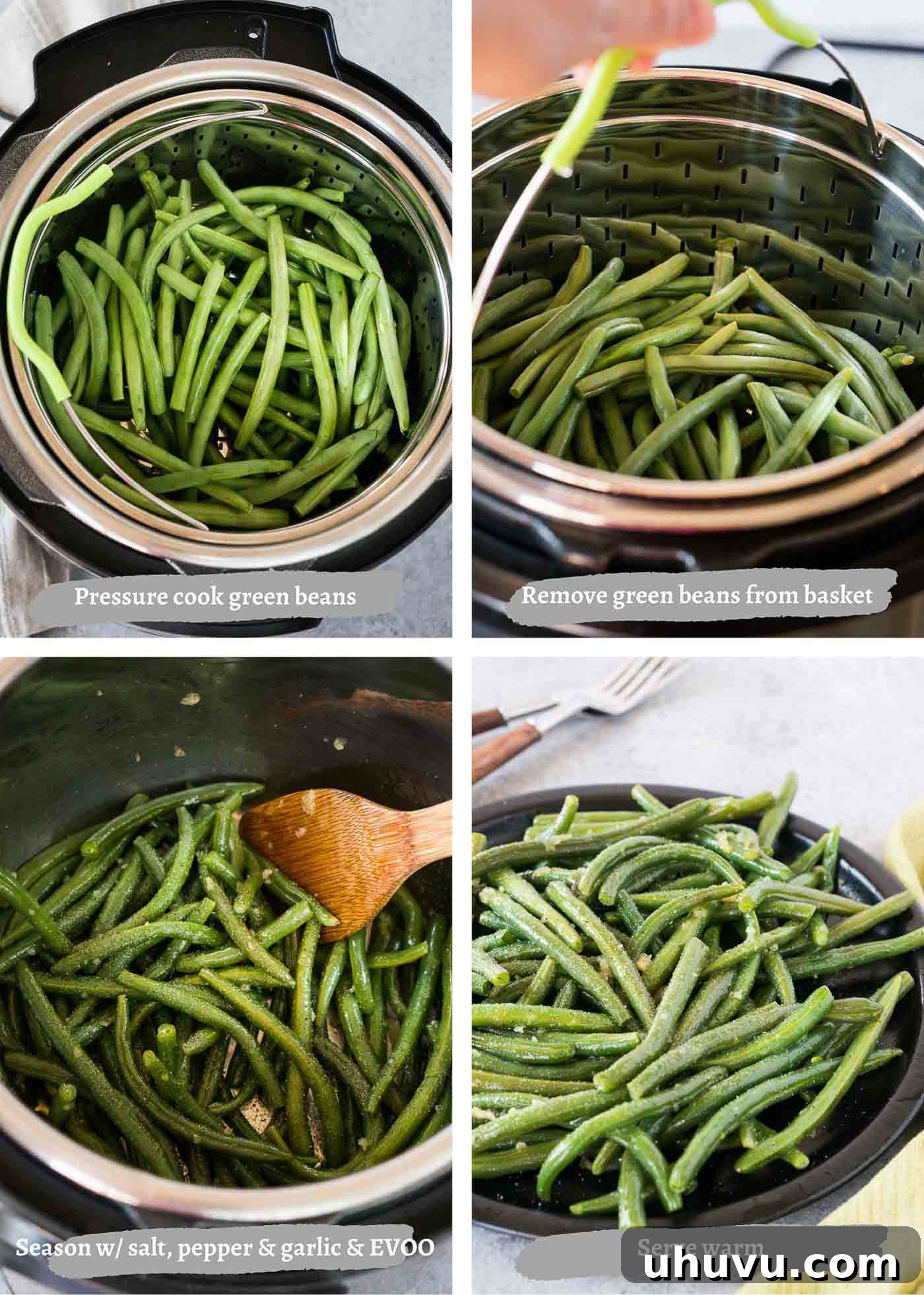 Perfect Instant Pot Green Beans 5 process images of instant pot green beans