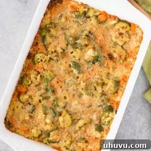image from top of broccoli rice casserole with cheese