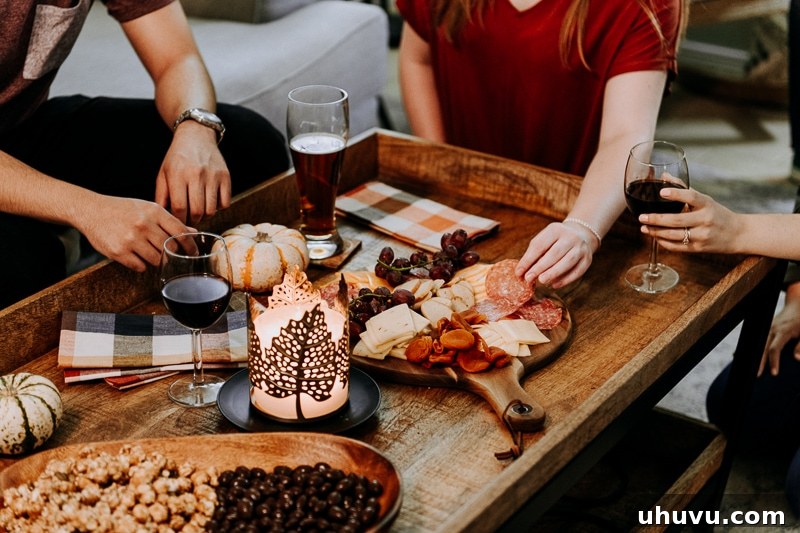 Friendsgiving Fun: Tips, Tricks, and Treats 5 A beautifully arranged meat and cheese board serving as an appetizer for Friendsgiving guests.
