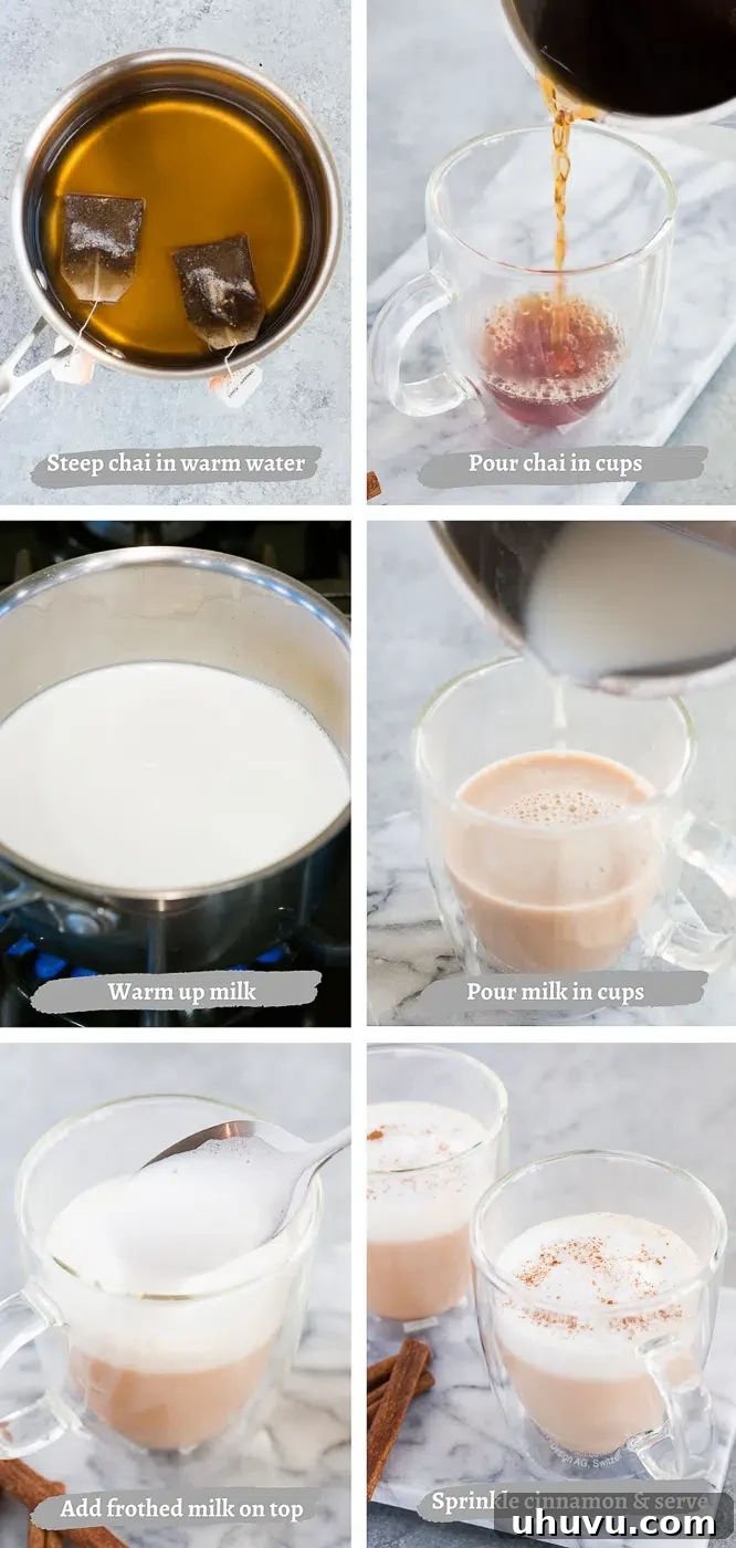 how to make chai tea latte - process shots