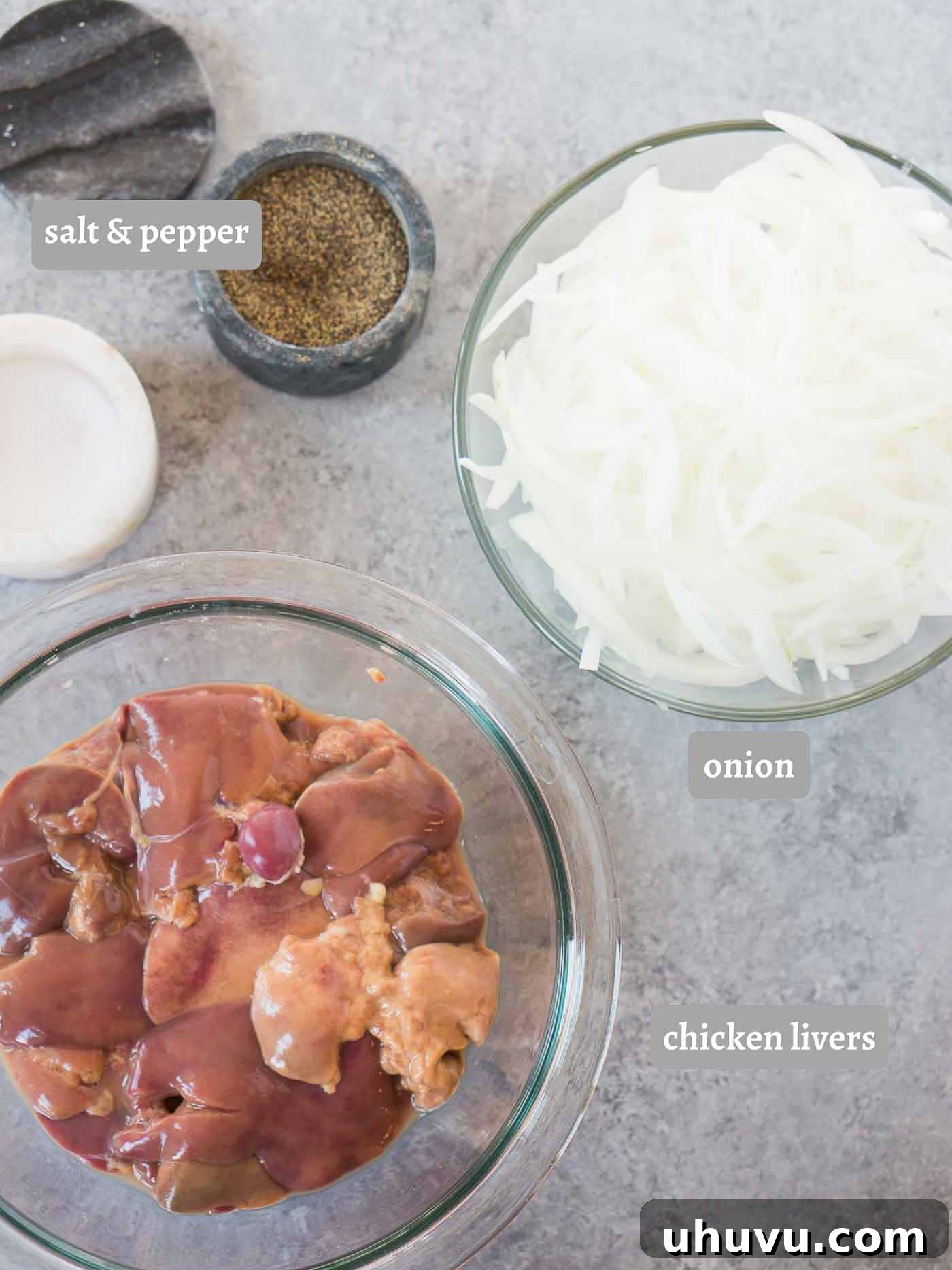ingredients for chicken livers and onions
