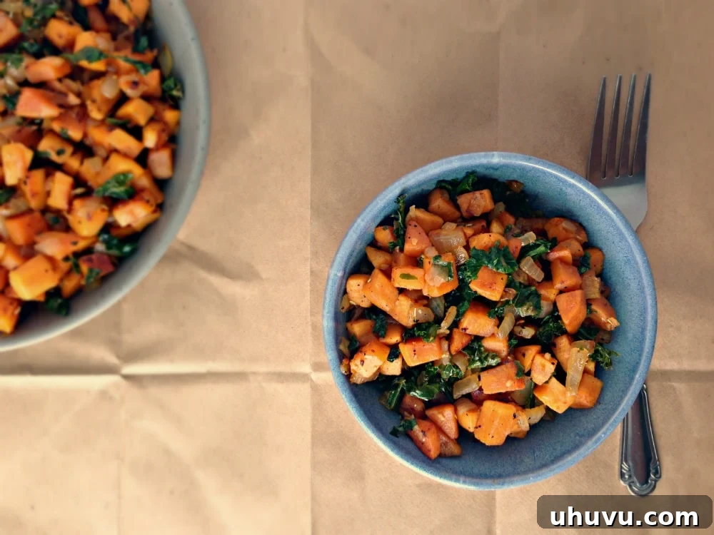 Vibrant Kale and Sweet Potato Breakfast Hash with fresh herbs