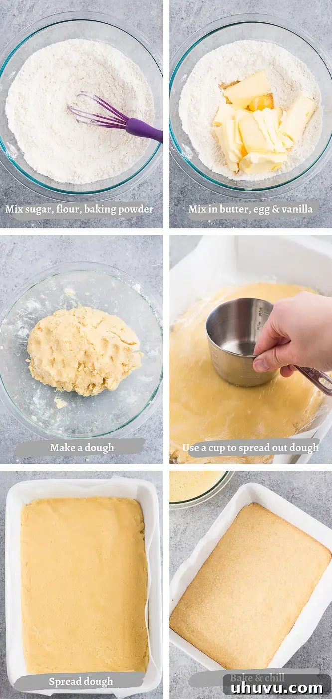 Process of making the shortbread crust for lemon bars