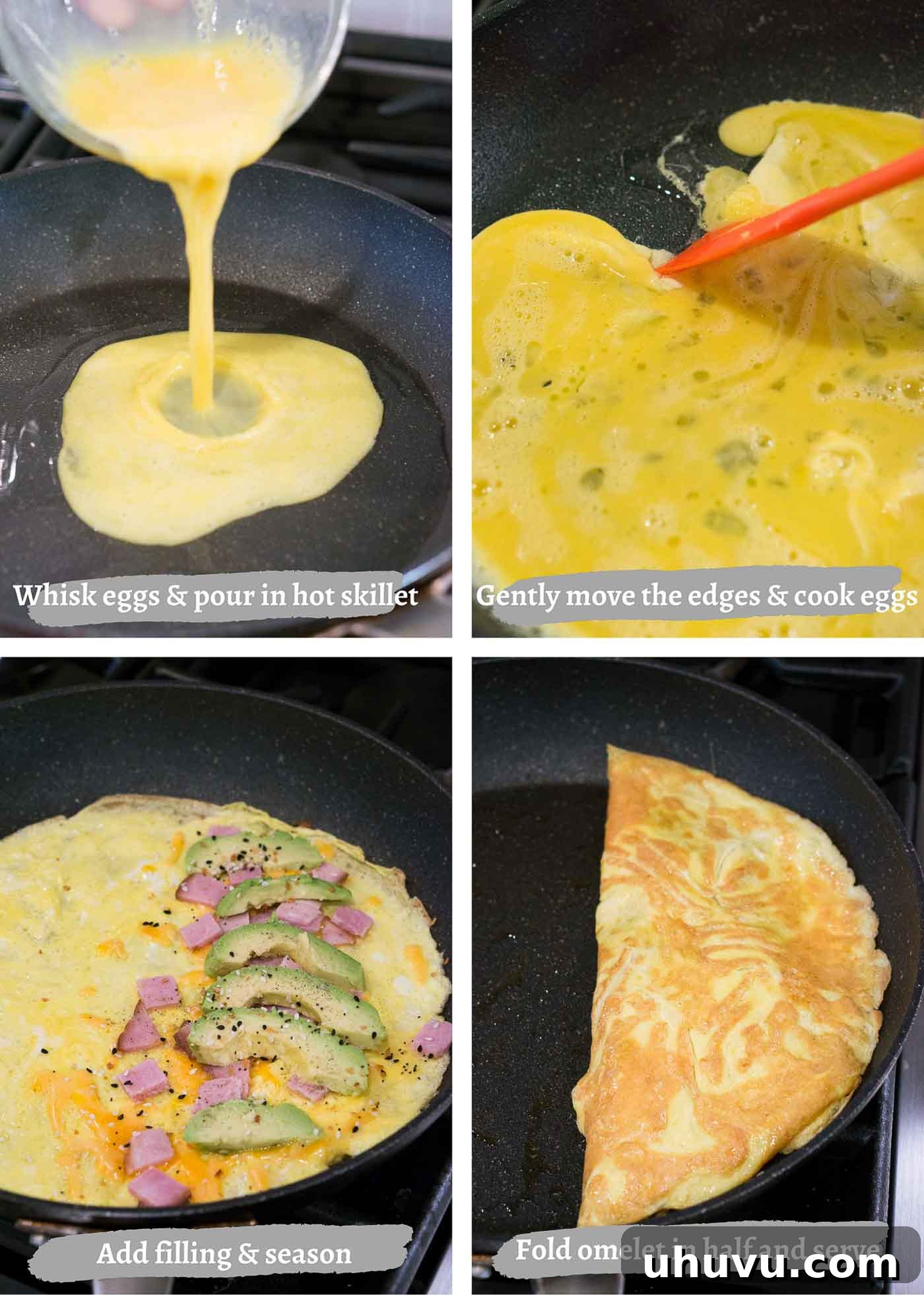 Crafting the Perfect Omelet 5 process images of making an omelet
