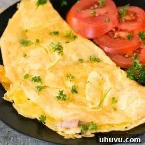 close up image of perfect omelet