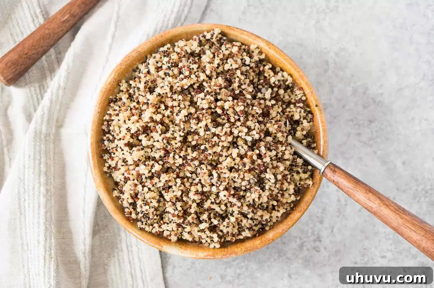 pressure cooker quinoa in a bowl, perfectly cooked