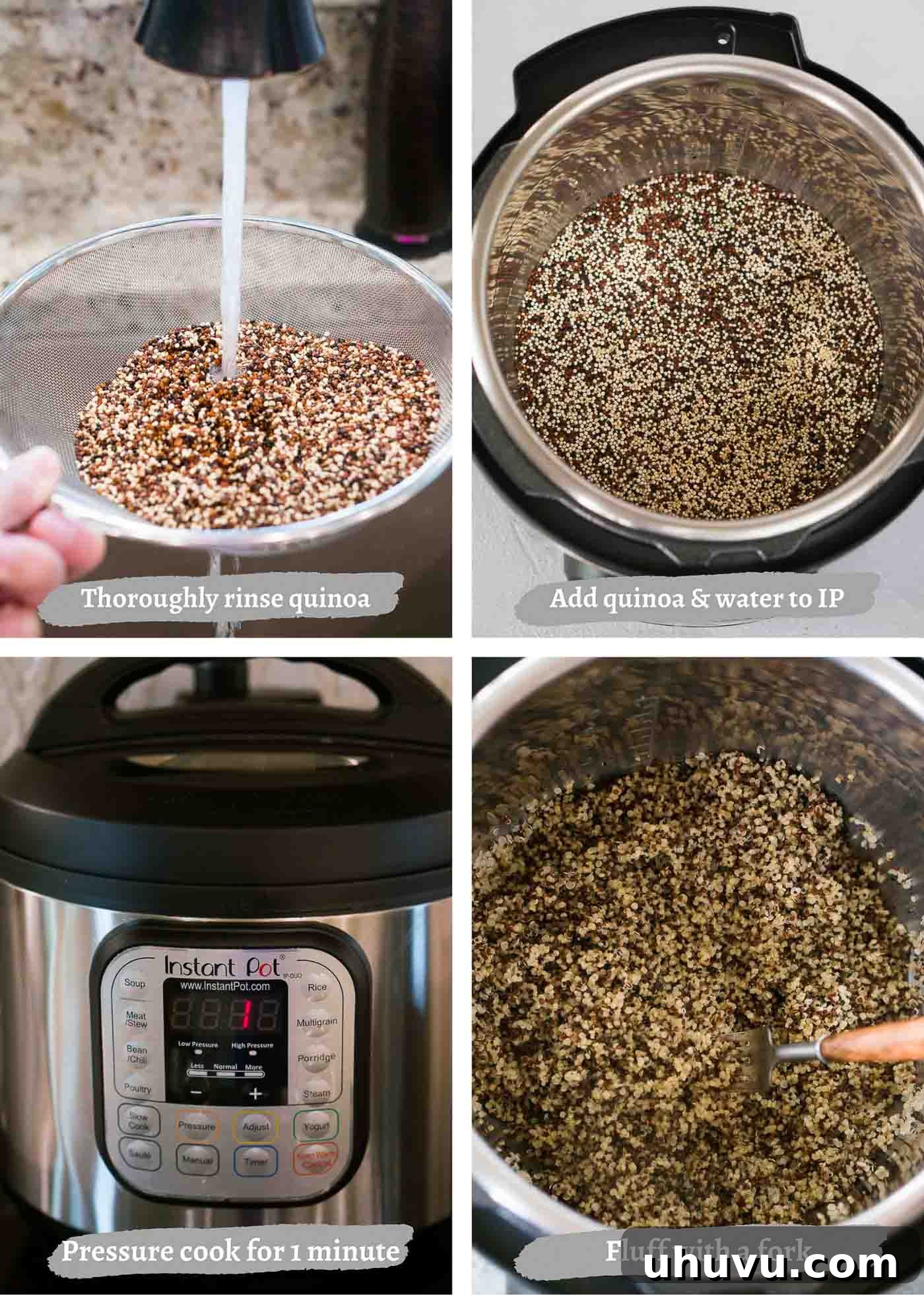 The Ultimate Instant Pot Quinoa 5 instructions on how to make quinoa in an instant pot, step by step