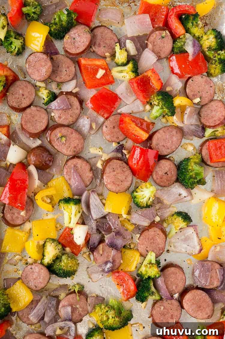 Hearty Roasted Feast 2 Delicious sheet pan roasted vegetables and sausage recipe, perfectly browned and ready to eat
