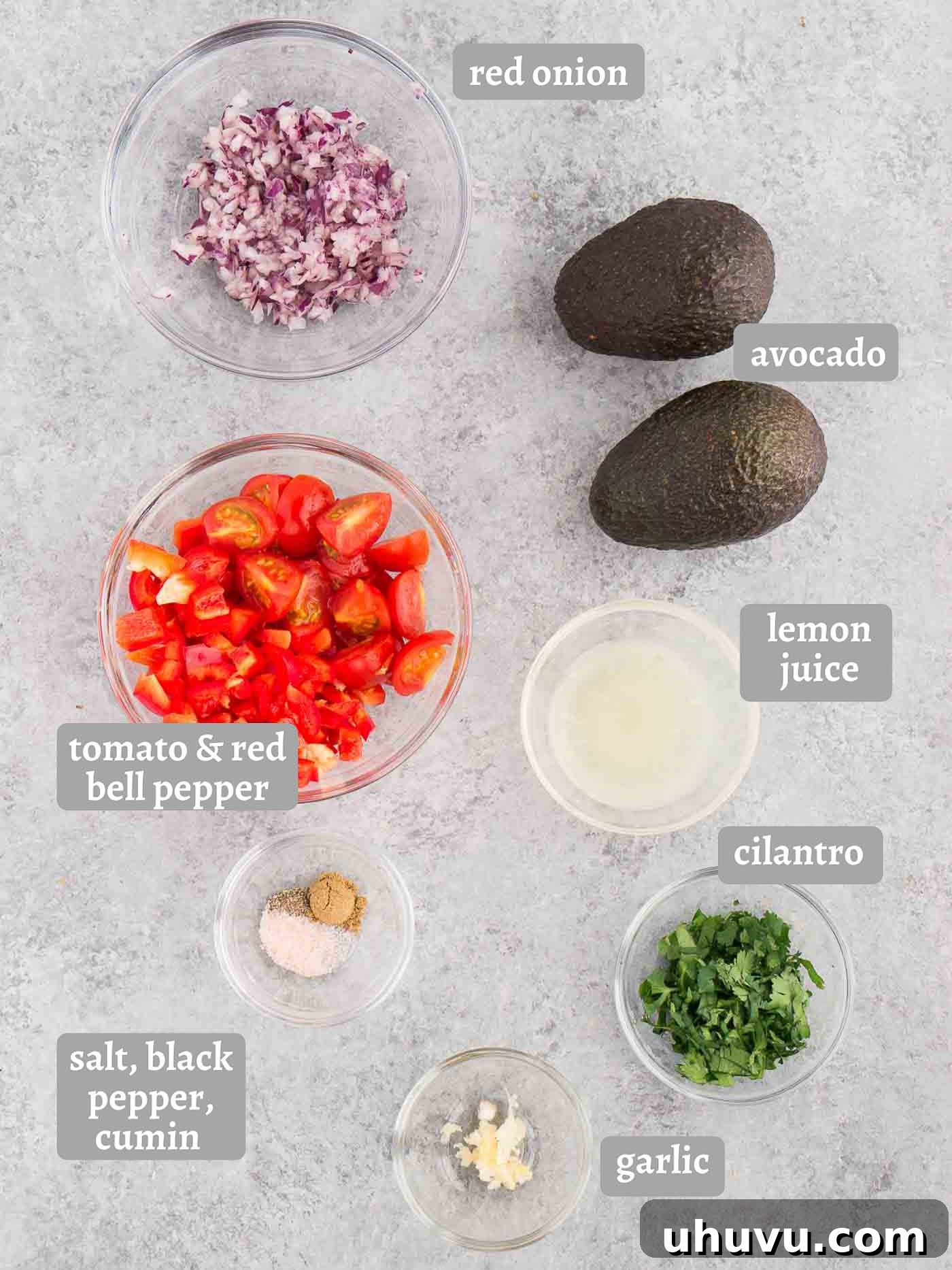 Vibrant Avocado Salsa 4 All the fresh ingredients laid out for making avocado salsa