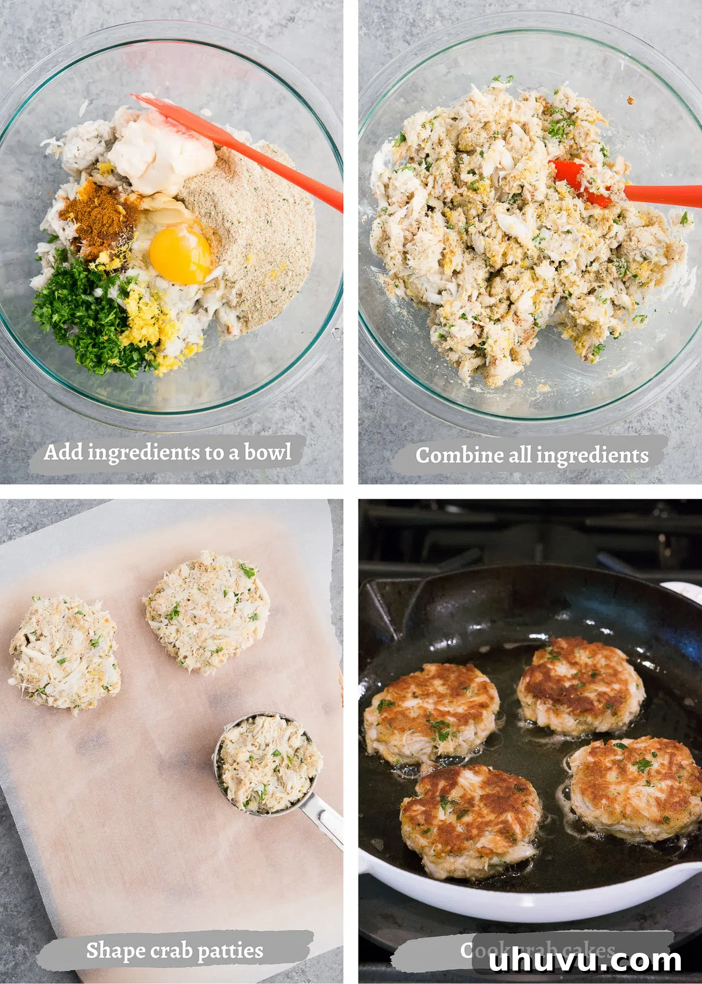 Golden Crab Delights 5 process shots of making crab cakes