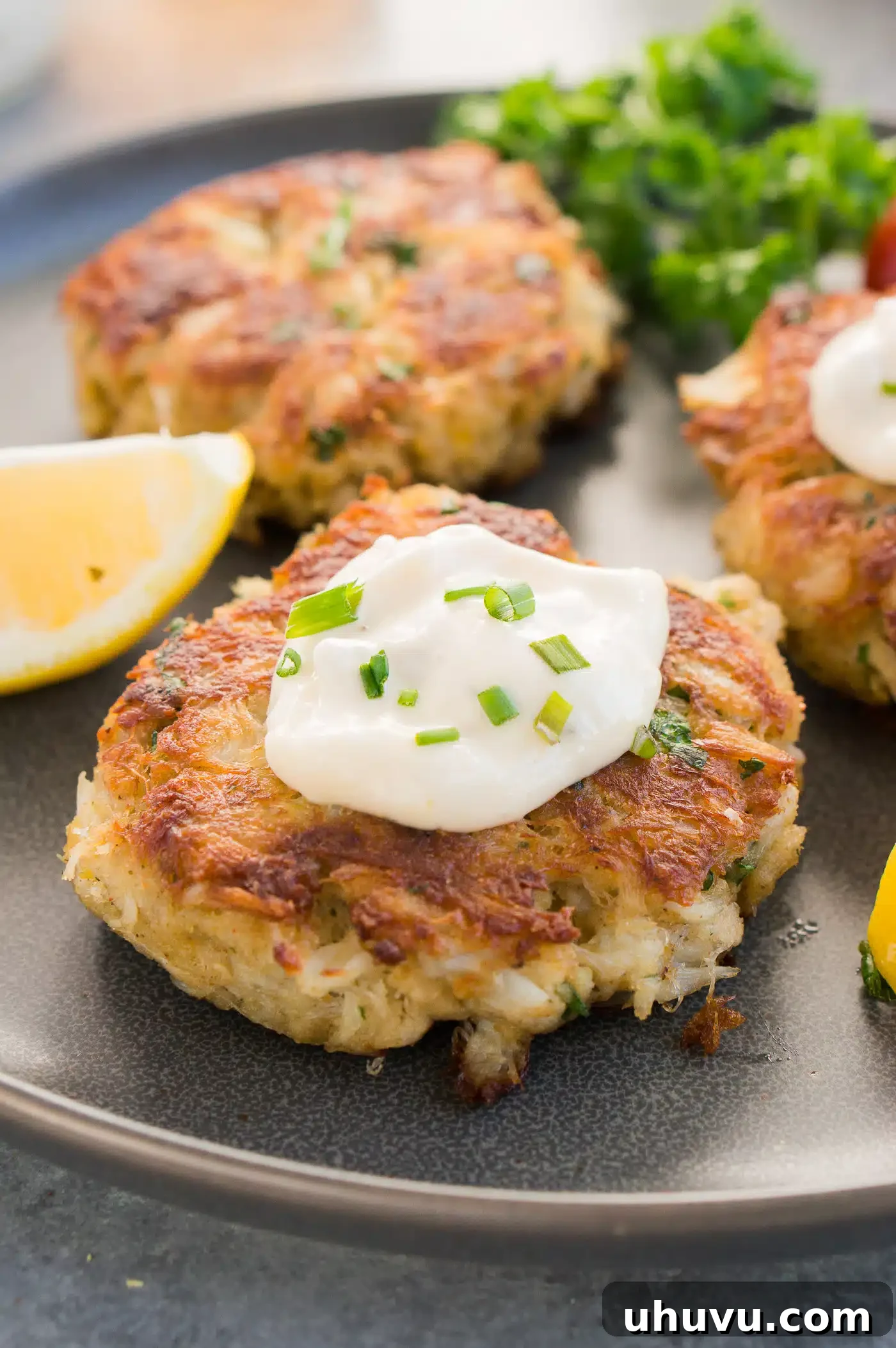 Golden Crab Delights 6 close up shot of the crab cakes