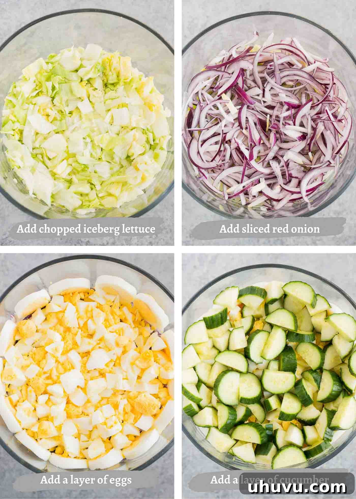 Ultimate Seven-Layer Salad 5 process images of making seven layer salad