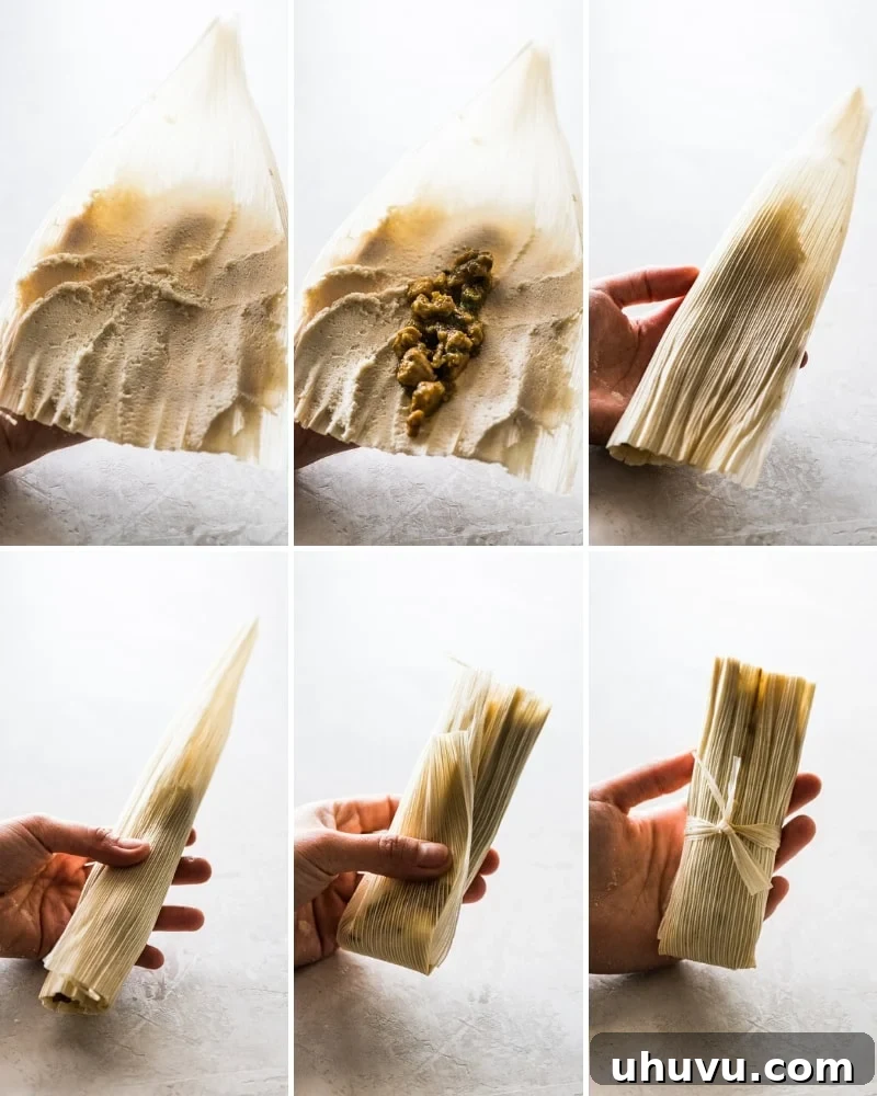 How to make and fold chicken tamales step by step