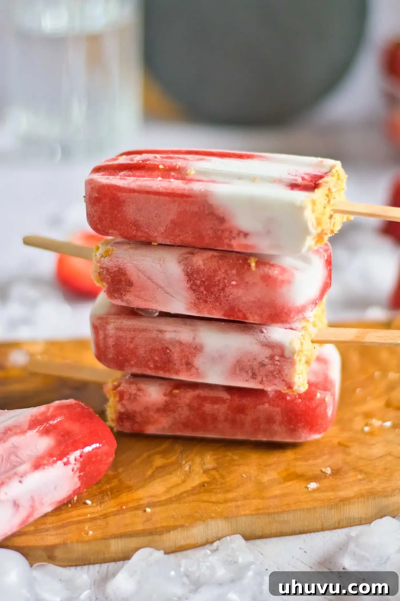 Frozen Strawberry Sunshine 6 stacked fruit popsicles