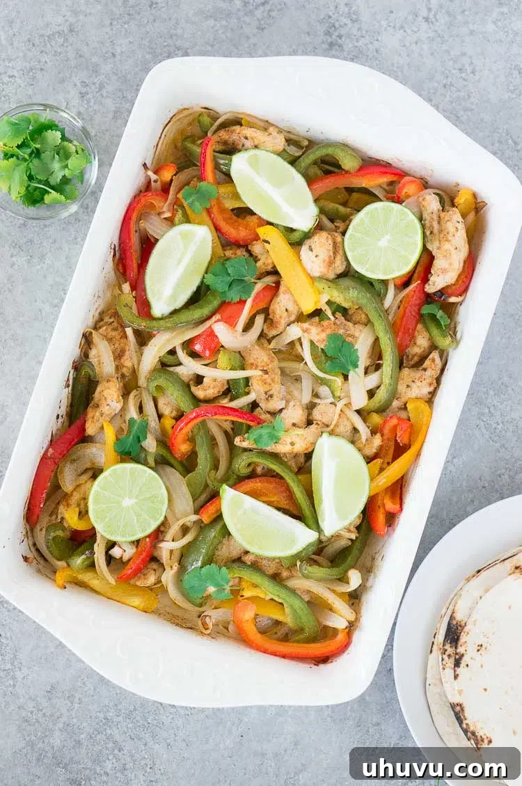baked chicken fajitas served on a plate
