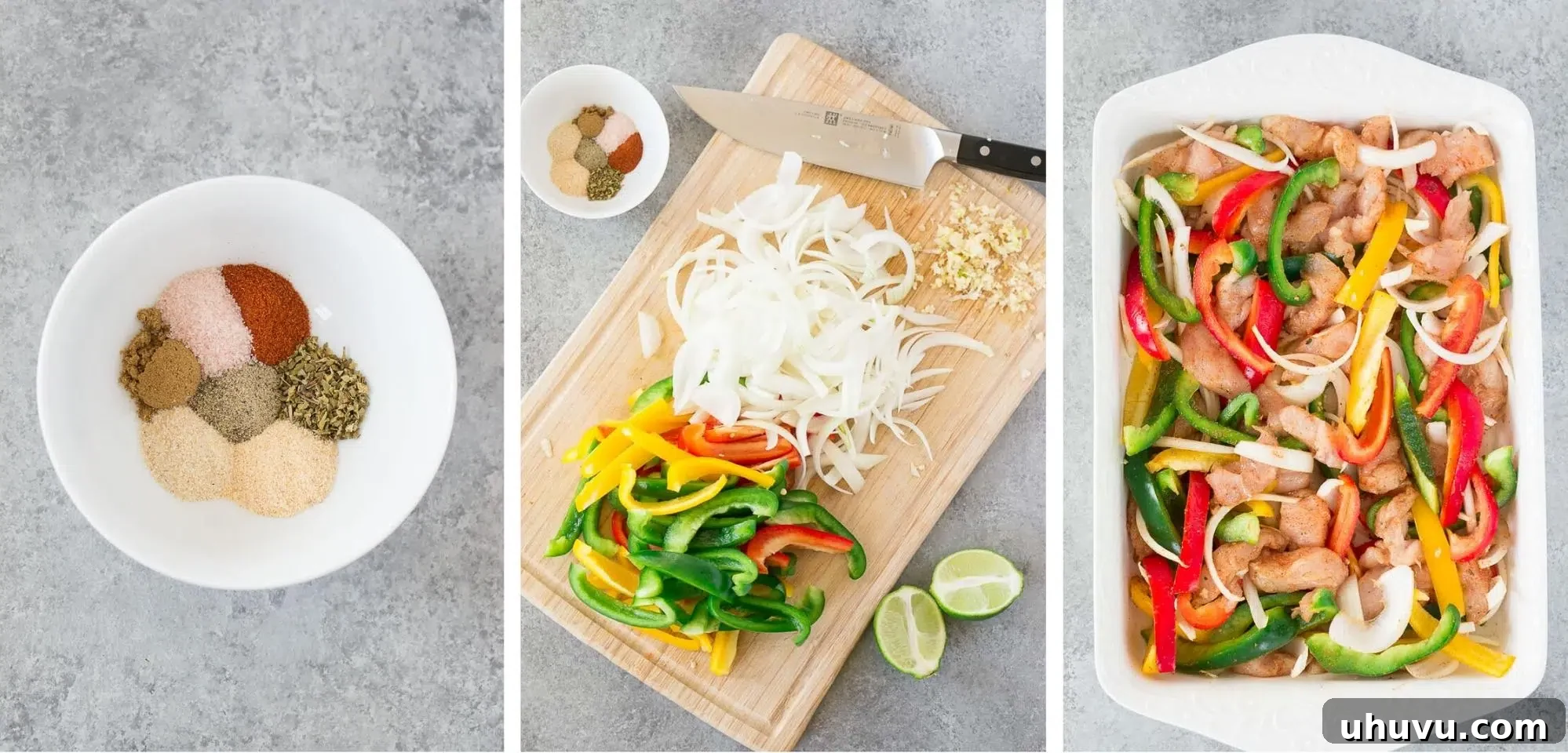 oven baked chicken fajitas recipe - process shots