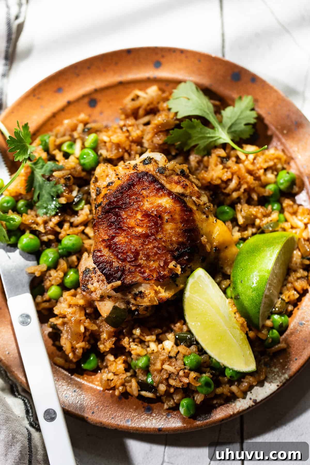 Arroz con pollo served on a plate.
