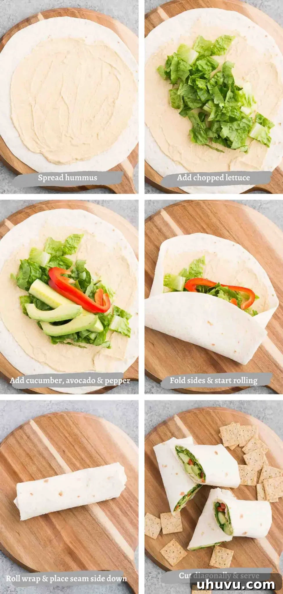 process images of making vegan wrap