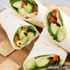 vegan wraps with veggies and hummus
