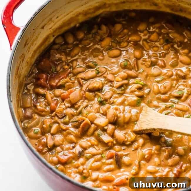 A pot of borracho beans (frijoles borrachos) ready to be served
