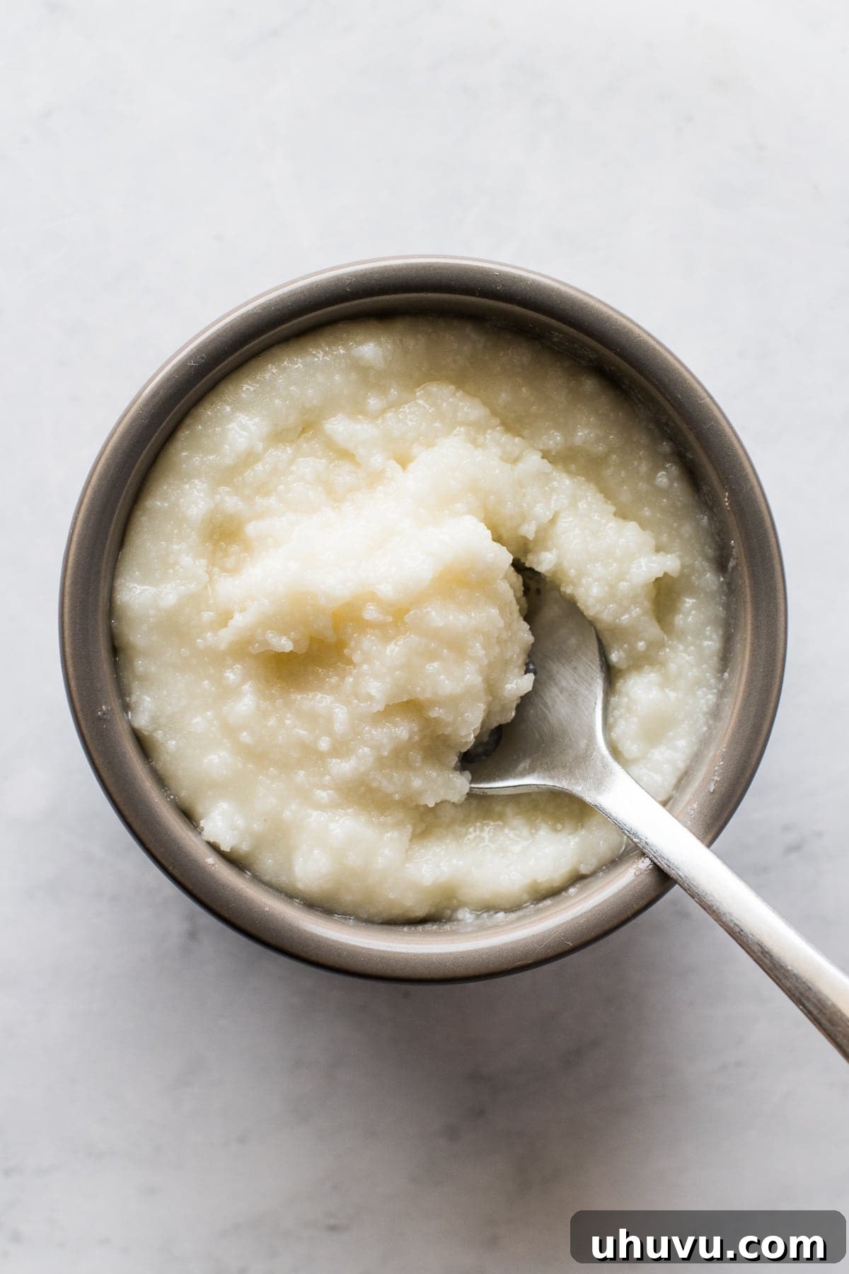 Lard Demystified 3 Lard in a small bowl with a spoon.