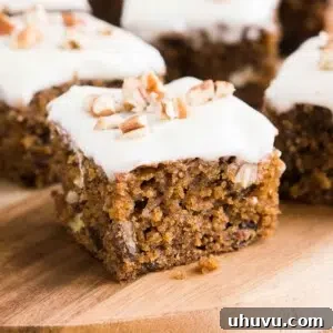 Close up image of old fashioned applesauce cake with frosting