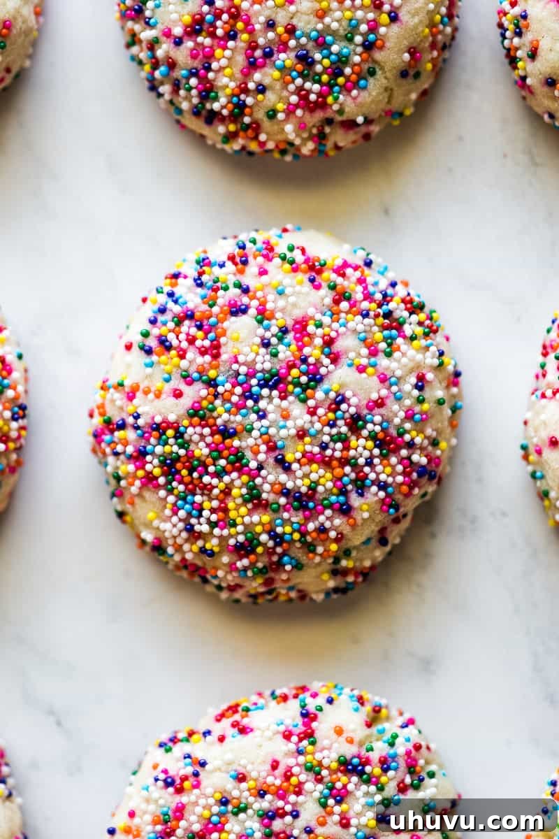 Effortless Funfetti Cookies 5 Sprinkle cookies on a table