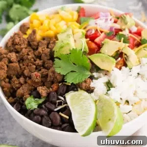 close up image of taco bowl