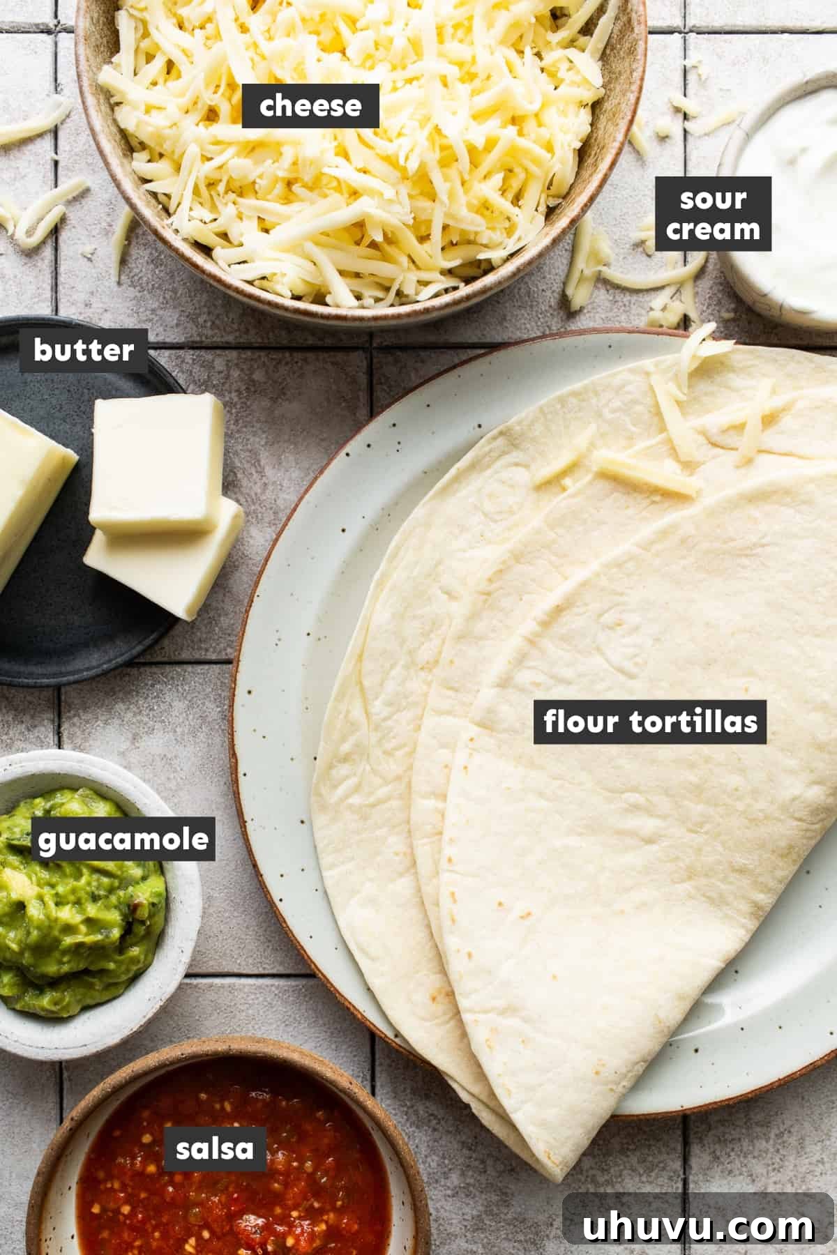 Irresistible Cheesy Quesadilla 3 Ingredients in cheese quesadillas on a table.