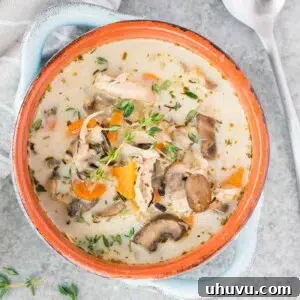 instant pot chicken wild rice soup in a clay bowl