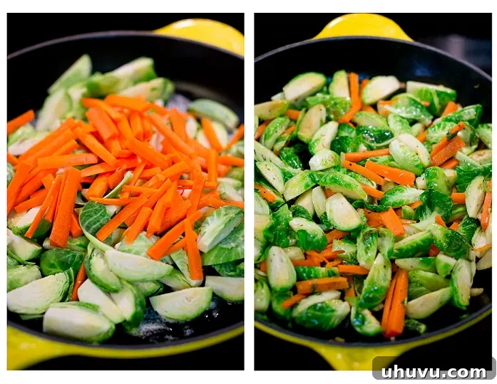 Caramelized Brussels Sprouts and Carrots 2 sauteed brussels sprouts and carrots