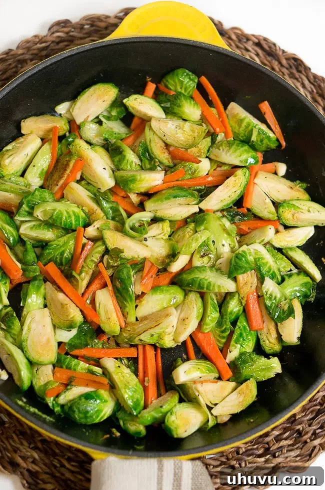 Caramelized Brussels Sprouts and Carrots 3 sauteed brussels sprouts and carrots