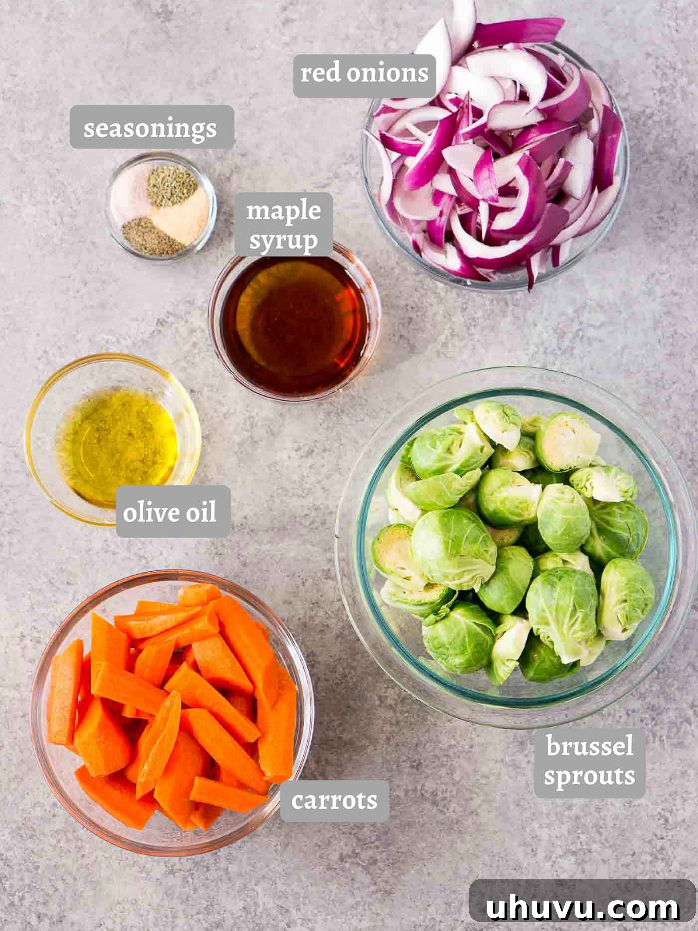 ingredients for roasted brussels sprouts and carrots