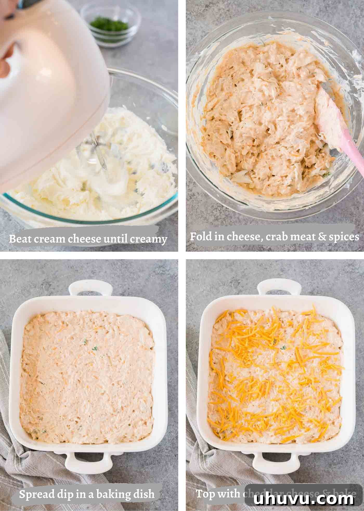 Irresistible Crab Dip 4 process images of making crab dip