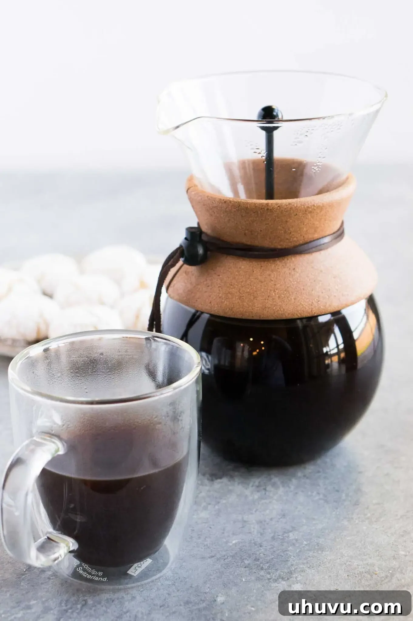 cup of coffee made with pour over coffee maker, perfectly brewed and ready to drink