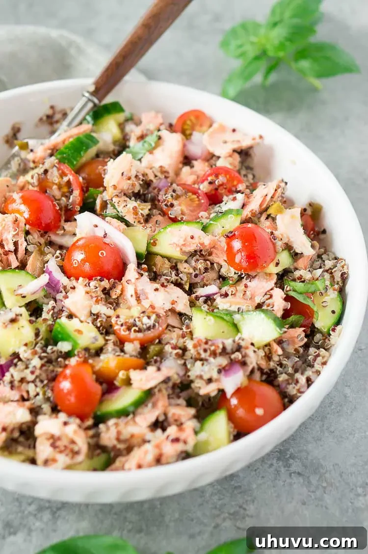 quinoa salmon salad, a nutritious and easy-to-make dish