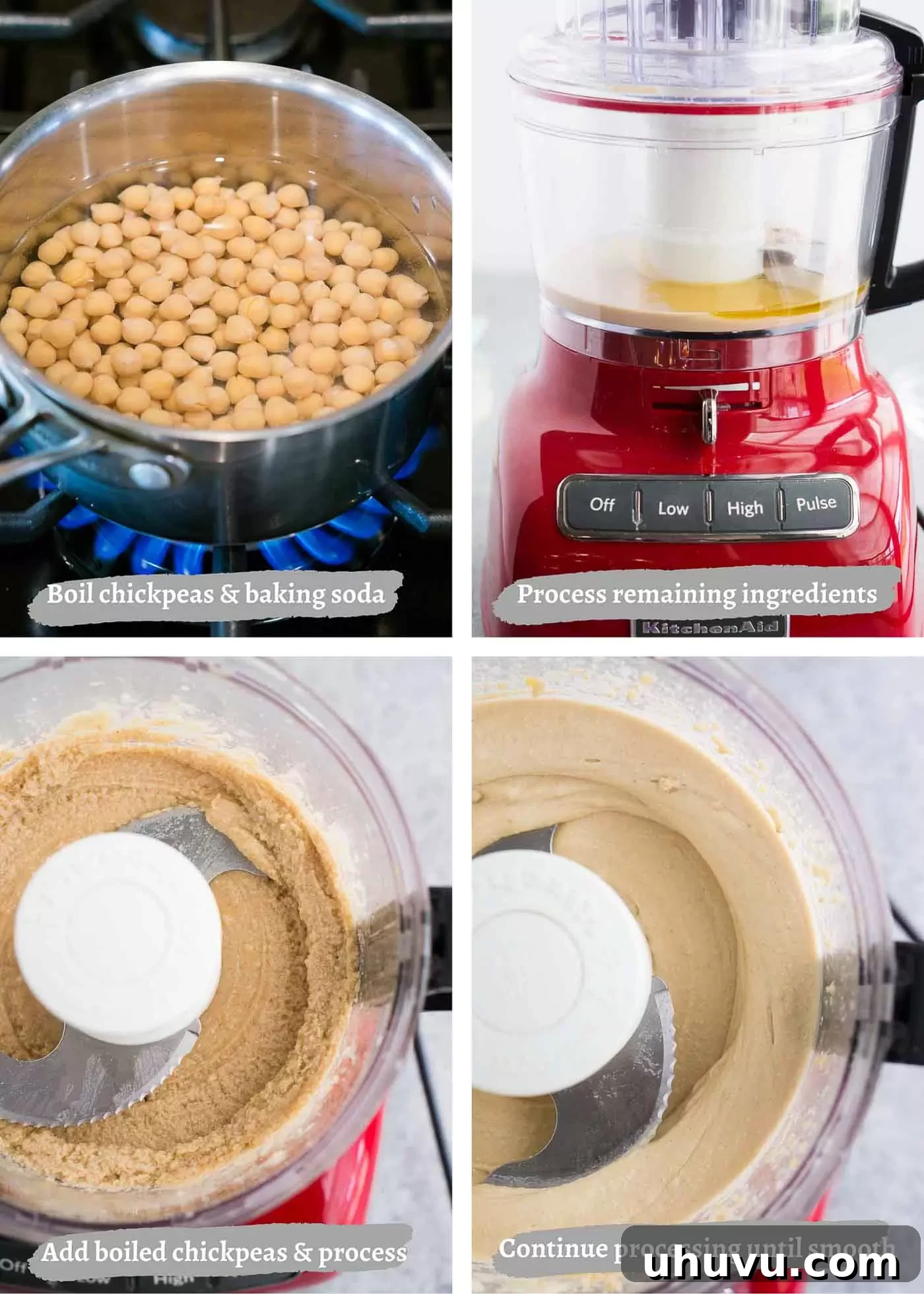 process images of making hummus at home