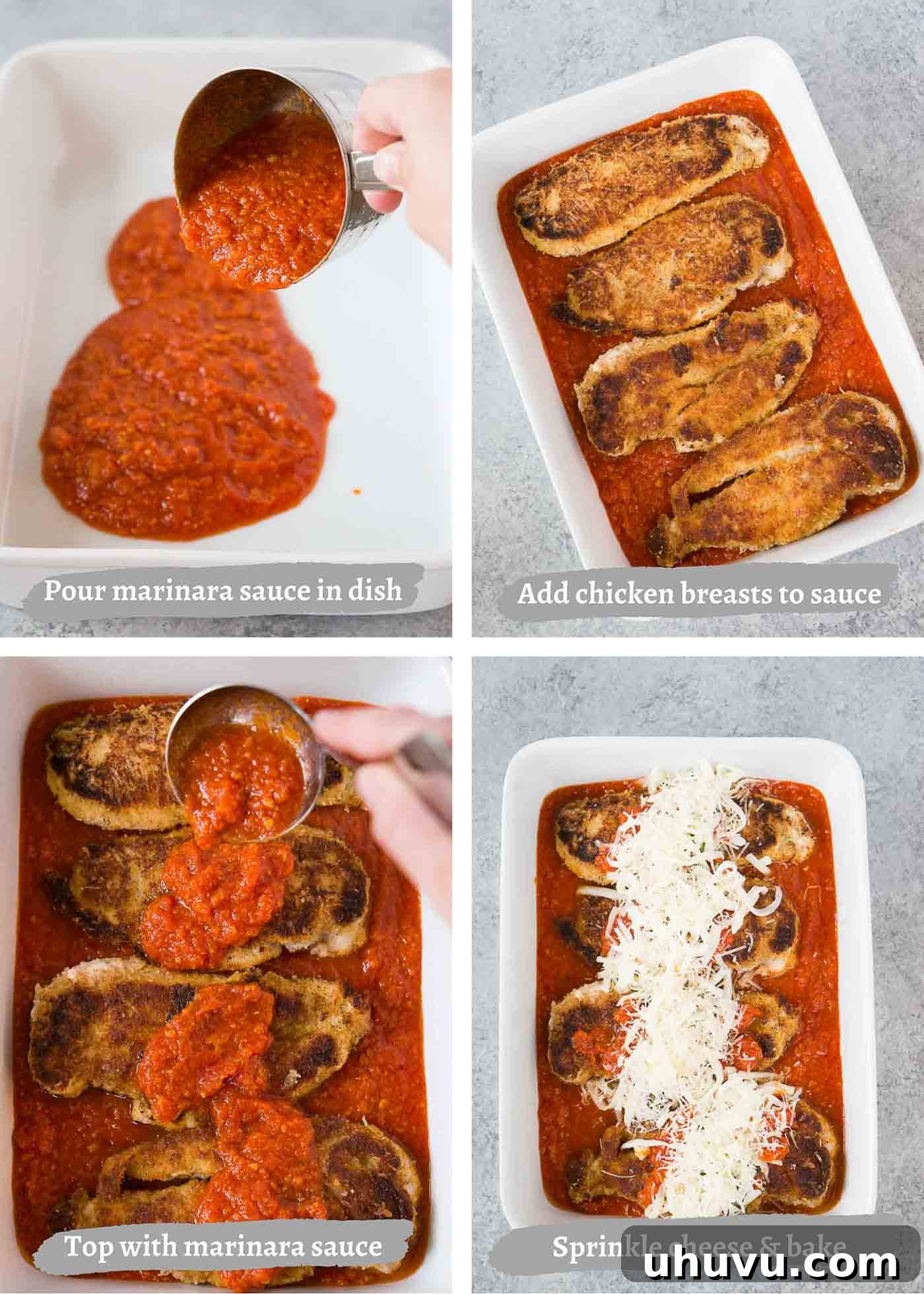 Golden Crispy Parmesan Chicken 6 process images of making oven baked chicken parmesan
