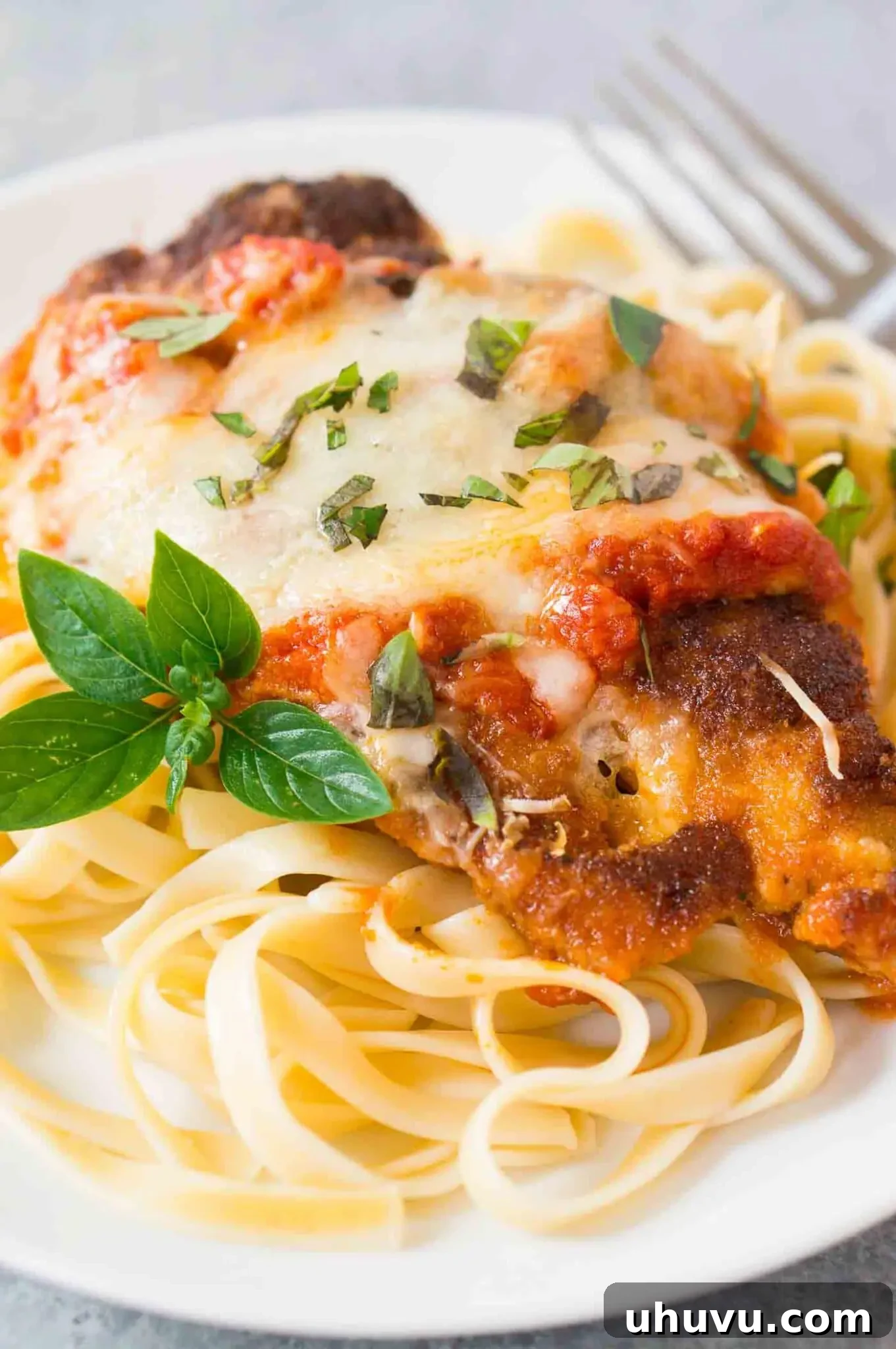 Golden Crispy Parmesan Chicken 7 close up image of easy chicken parmesan