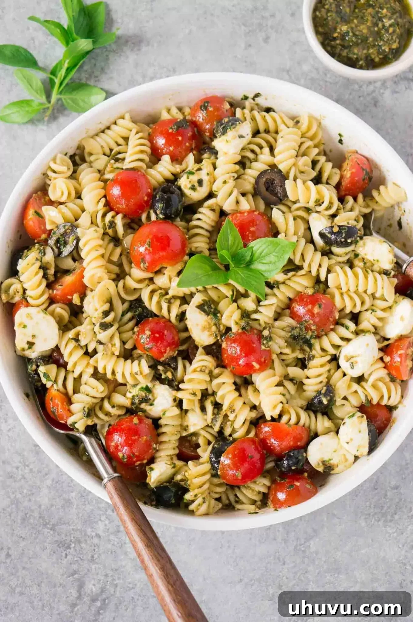 Vibrant Pesto Pasta Salad 6 Pesto pasta salad in a bowl