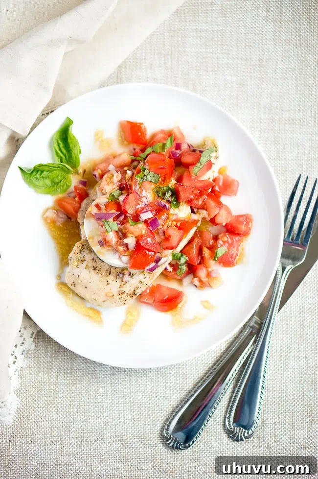Delicious grilled chicken caprese dish ready to be served