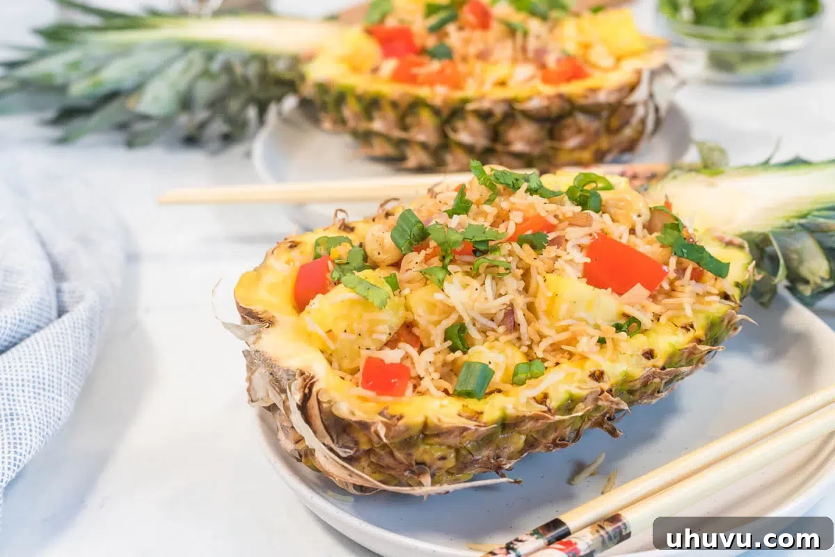 Pineapple Paradise Rice 3 fried rice in pineapple