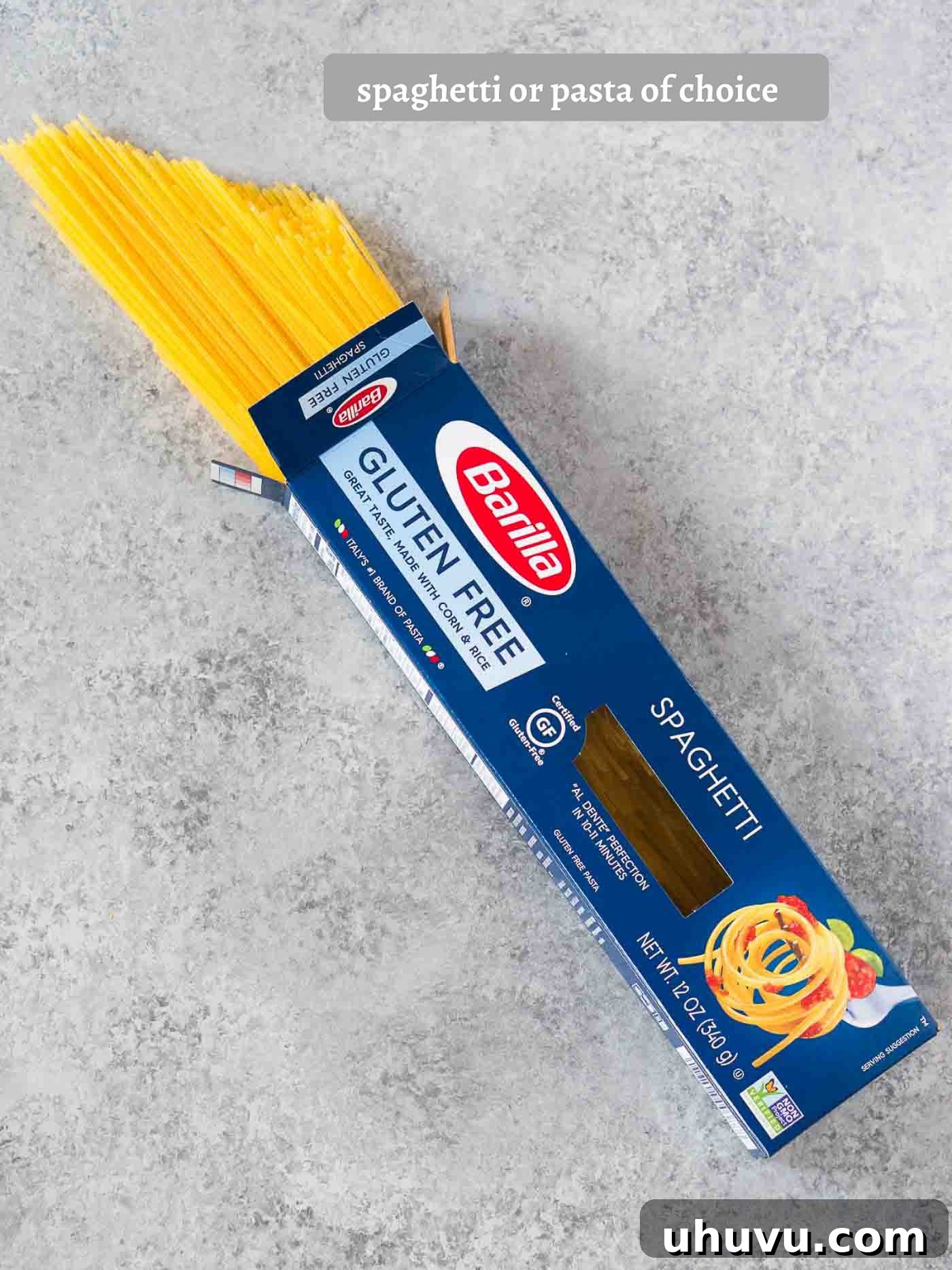 A box of high-quality dry spaghetti pasta, showcasing the raw ingredient essential for this cooking method.