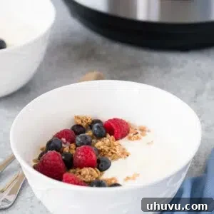 bowl of homemade yogurt made in the instant pot